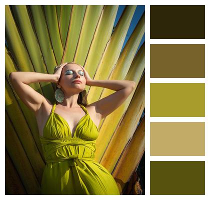 Beauty Model Person Banana Palm Image