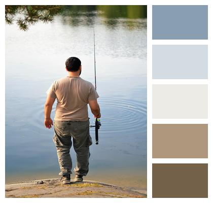 Water Man Fishing Image