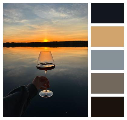 Wine Sunset Lake Image