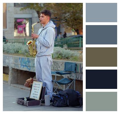 Boy Busker Saxophone Image