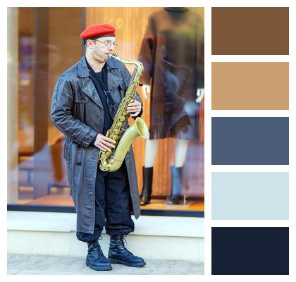 Head Man Saxophone Busker Image