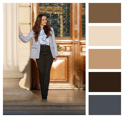 Outdoor Leaning Woman Young Image