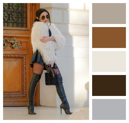 Boots Sunglasses Purse Building Image