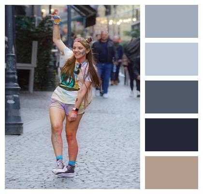 Pavement Urban Woman Walking Image