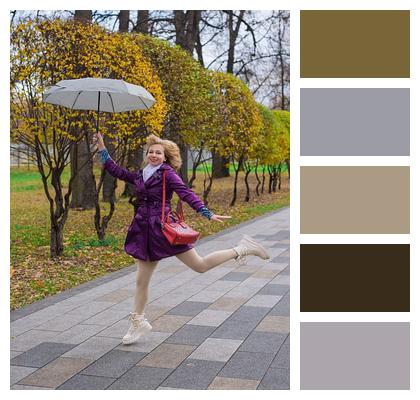 Positive Park Umbrella Woman Image