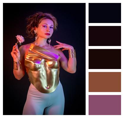 Glitter Woman Gold Portrait Image