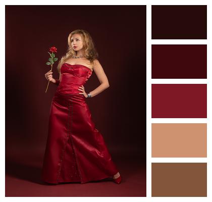 Rose Flower Evening Dress Beautiful Fashion Image
