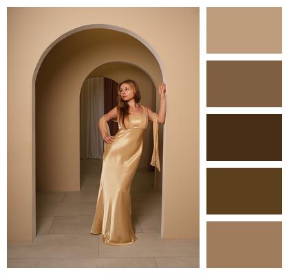 Evening Style Gold Attractive Long Gown Image