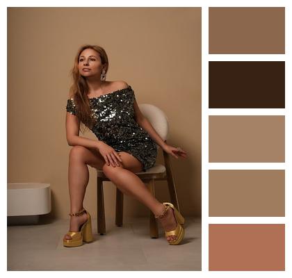 Figure Chair Sequins Woman Image
