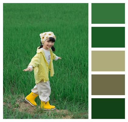 Outdoors Little Girl Kid Rice Field Image