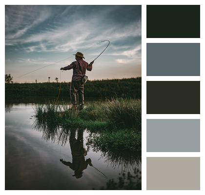 Fishermen River Lake Fishing Image