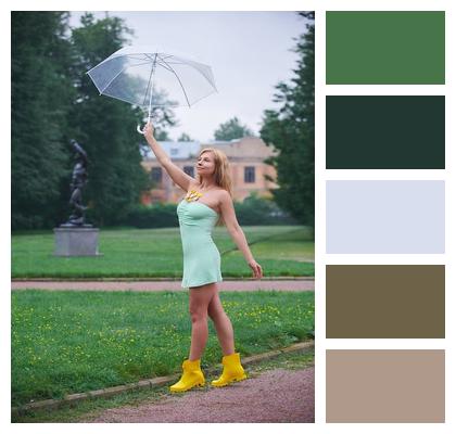 Summer Umbrella Yellow Boots Summer Dress Image
