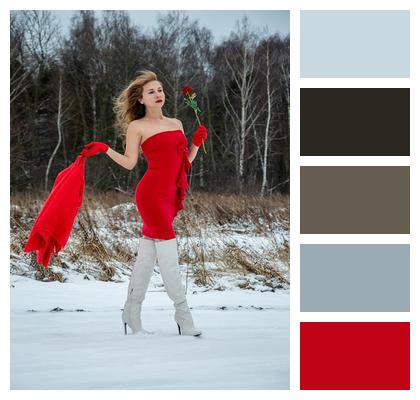 Model Evening Dress Winter Clothing Image