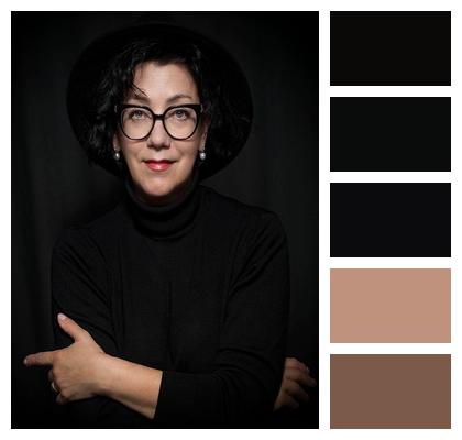 Beautiful Mature Woman Portrait Glasses Image