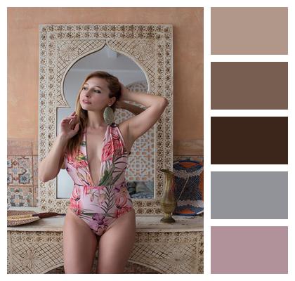 East Style Model Oriental Interior Posing Image