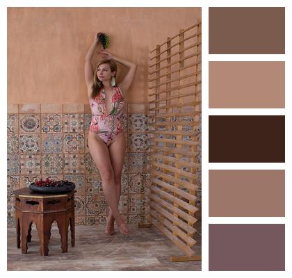 Ethnic Style Swimsuit Woman Blond Image