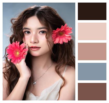 Woman Flower Wallpaper Make Up Nature Image