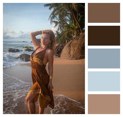 Sri Lanka Pose Coast On The Sunset Image