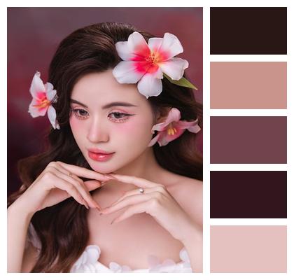 Woman Nature Face Flowers Image