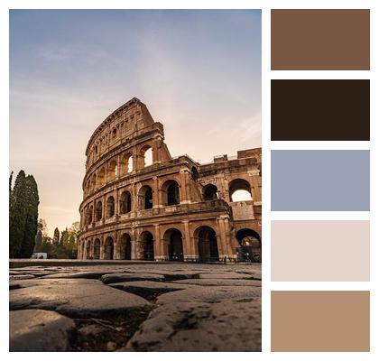 Tourists Roman Arena Ancient Architecture Nature Image
