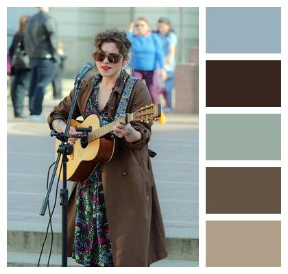 Musical Glasses Busker Woman Image