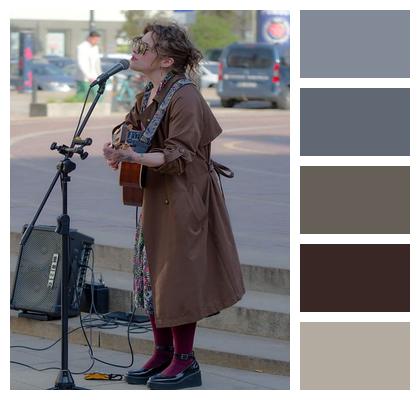 Guitar Glasses Woman Singing Image
