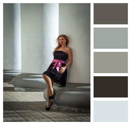 Columns Architecture Pose Black And Pink Image