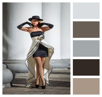 Pose Woman Plume Hat Image