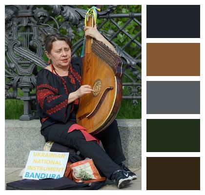 Fence Busker Woman Public Image