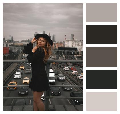 City Portrait Black Dress Panorama Image