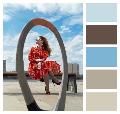 Vintage Moscow River Retro Style Woman Image
