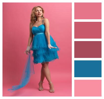 Blue Dress Studio Woman Background Image