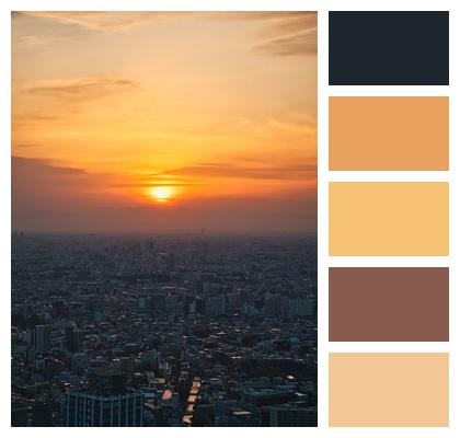 Tokyo Wide Angle Sunset Nature Image