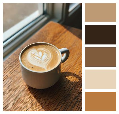 Natural Light Cozy Coffee Shop Latte Art Lifestyle Image