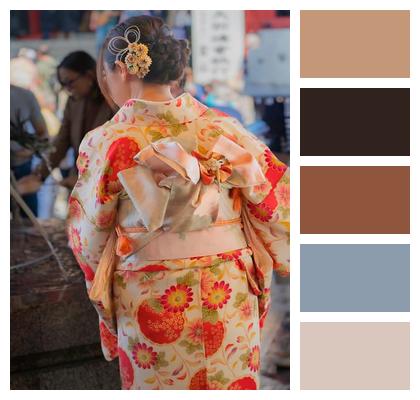 Japanese Costume Coloured Kimono Image