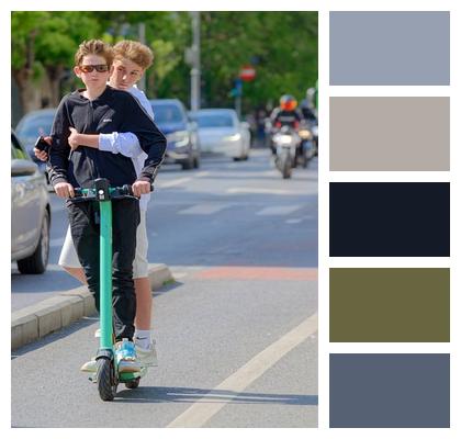 Walking Children Street Bike Track Image