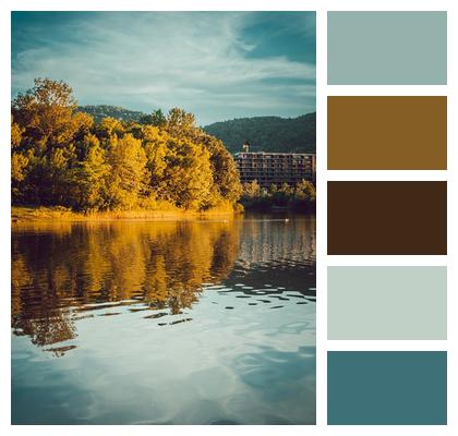 Reflection Foliage Autumn Sky Image