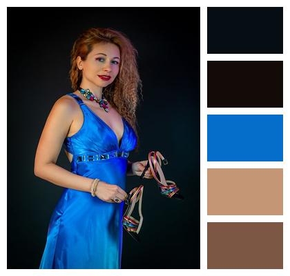Mini Model Blue Dress Pose Image