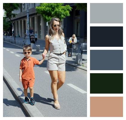 Bike Lane Woman Street Mother Image