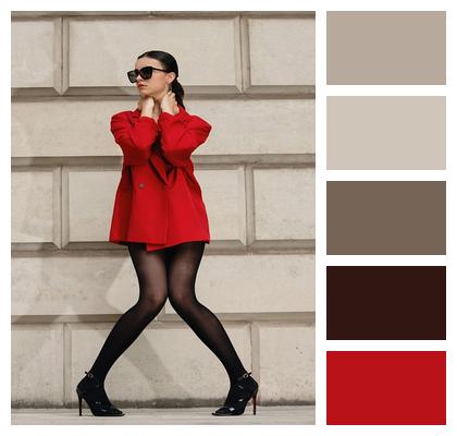 Red Outfit City Style Power Dressing Outdoor Portrait Image