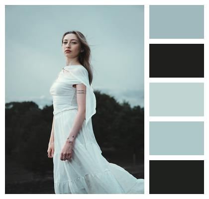Cinematic Portrait Editorial Fashion Flowing Dress Model Image
