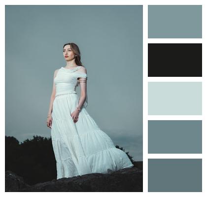 Timeless Elegance Cinematic Portrait Flowing Dress Romantic Style Image