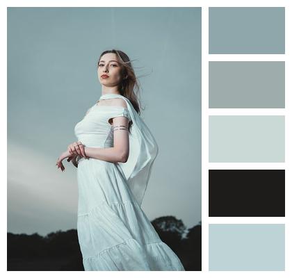 Model Flowing Dress Modern Femininity Natural Light Image