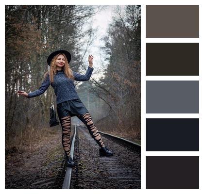 Vintage Hat Torn Tights Autumn Forest Image