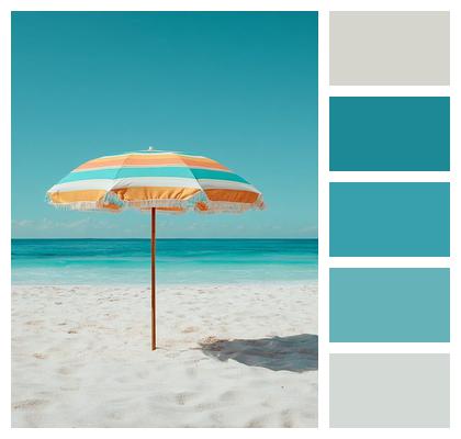 Umbrella Orange Teal Sunny Image