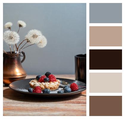 Berry Tarts Still Life Copper Vase Spoon Image