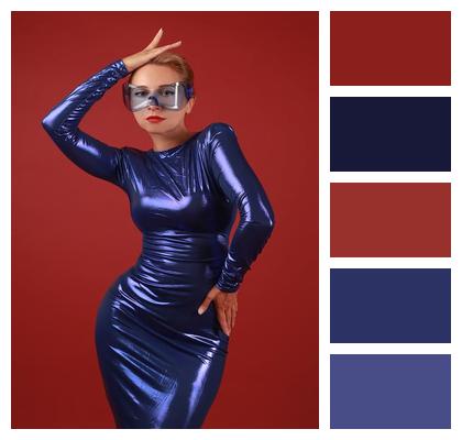 Future Cyberpunk Blue Dress Woman Image
