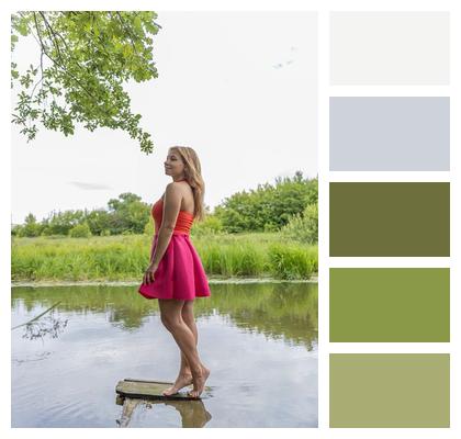 River Pink Skirt Pretty Portrait Image