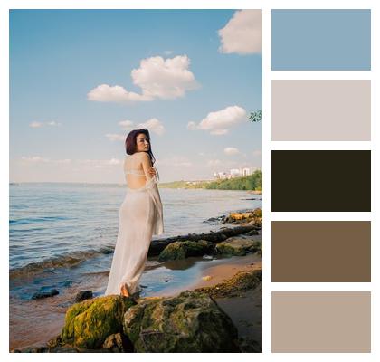 Modeling Beach Dress Girl Image