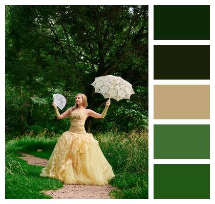 Umbrella Woman Promenade Ball Gown Image